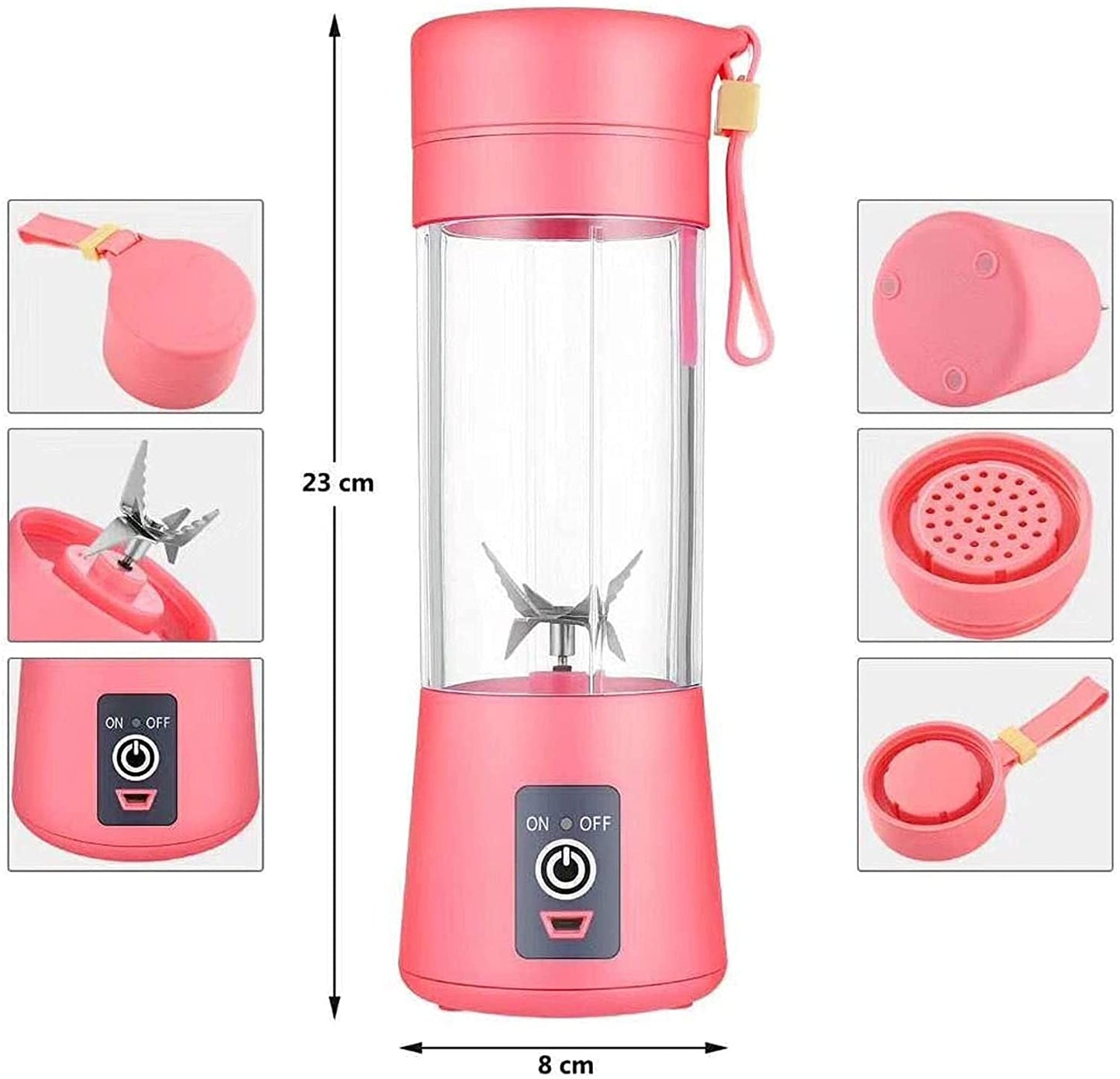 USB Chargeable Jucier/Blender 6 Blades (380 ml)