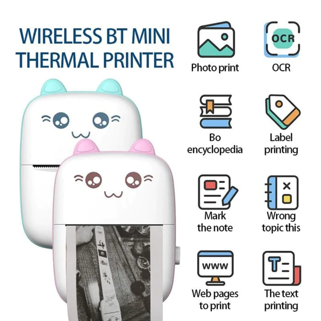 Mini Bluetooth Portable Inkless Photo Printer