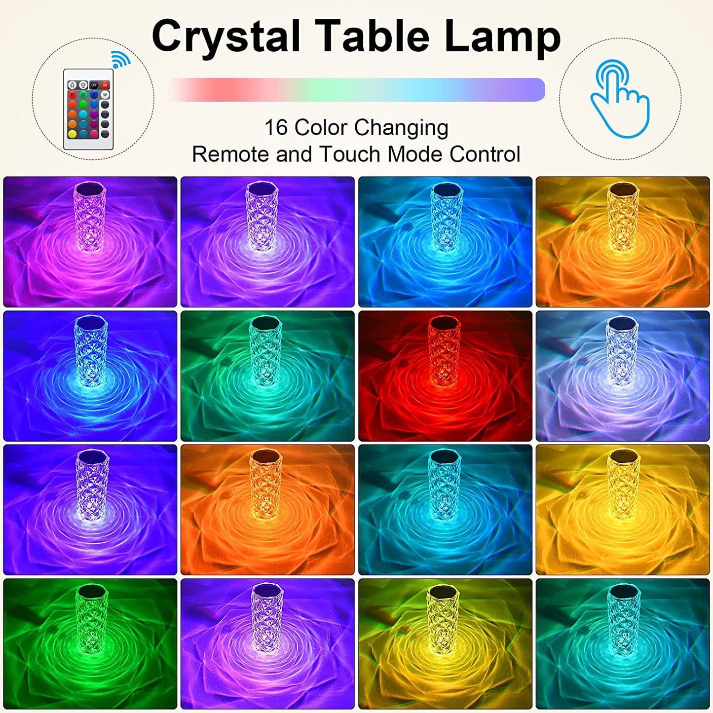 Crystal Lamp with 16 Colors (Touch Control)