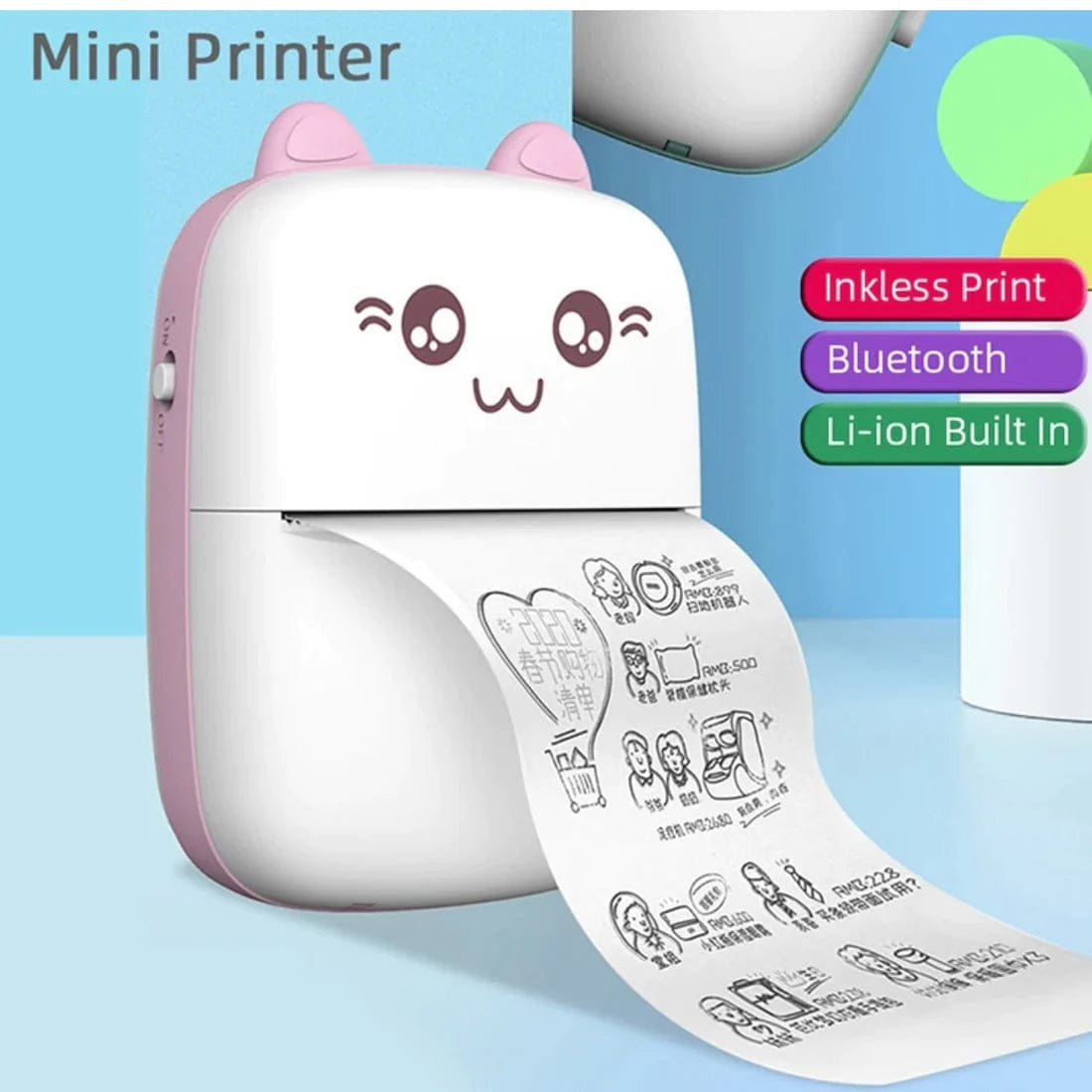 Mini Bluetooth Portable Inkless Photo Printer